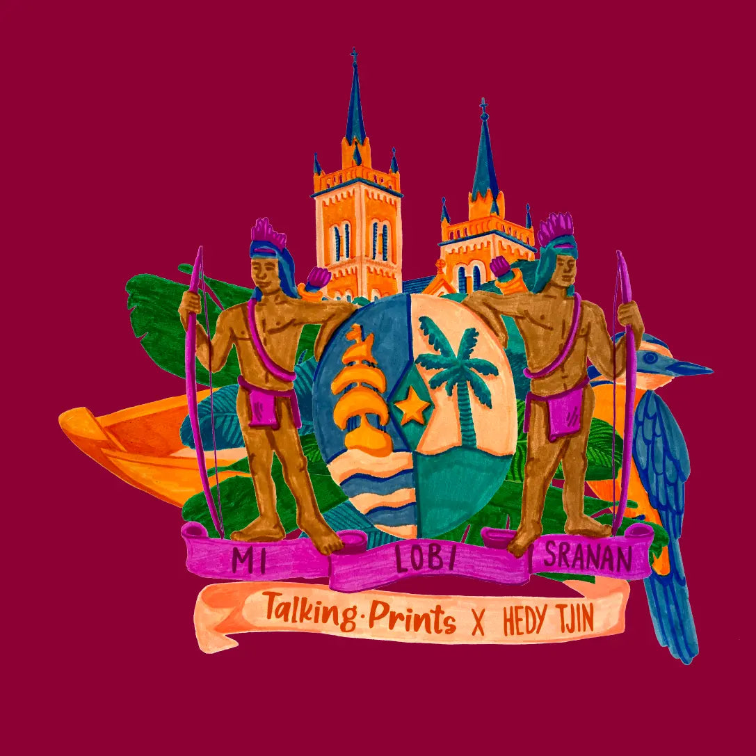 T-shirt Wapen van Suriname (Long sleeve) Light Blue - Talking Prints