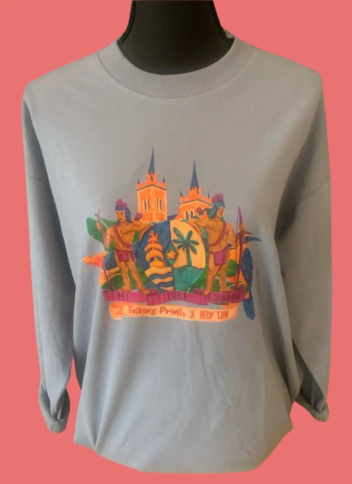 T-shirt Wapen van Suriname (Long sleeve) Light Blue - Talking Prints